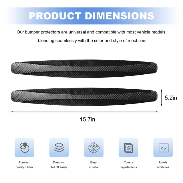 Alt view image 2 of 6 - 2 PCS Bumper Guard Strip, Anti-Scratch Car Side Door Edge Protector Trim Sticker, Anti-Collision Patch Bumper Guard Strip for SUVs RVs Trucks, Universal Car Accessories (Black)