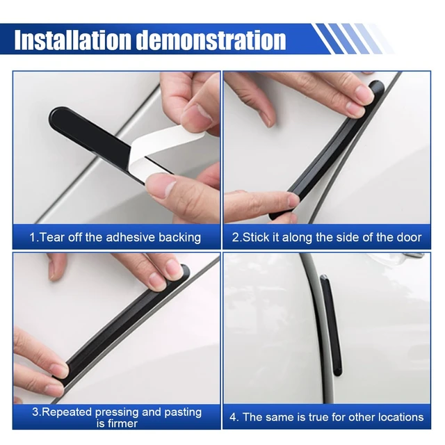 Alt view image 6 of 6 - 4PCS Car Side Door Edge Guards Silicone Anti-Scratch&Anti-Collision Car Door Protector Trim Strips with Self-Adhesive Universal Auto Body Bumper Protector for Cars SUVs Trucks Sedans (Transparent)