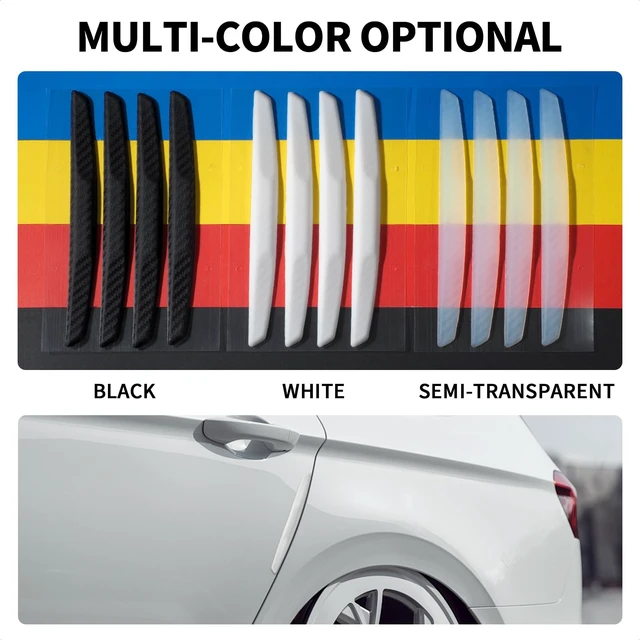 Alt view image 6 of 7 - 6 Inch 4Pcs 3D Carbon Fiber Texture Car Door Edge Protector Trim Strip Anti-Scratch and Anti-Collision Side Door Protectors Vehicle Exterior Accessories Sticker White