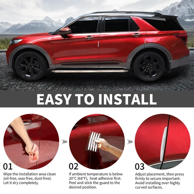 Alt view image 5 of 7 - 6 Inch 4Pcs 3D Carbon Fiber Texture Car Door Edge Protector Trim Strip Anti-Scratch and Anti-Collision Side Door Protectors Vehicle Exterior Accessories Sticker White