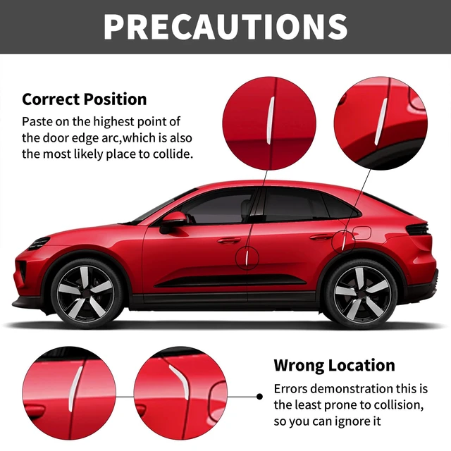 Alt view image 4 of 7 - 6 Inch 4Pcs 3D Carbon Fiber Texture Car Door Edge Protector Trim Strip Anti-Scratch and Anti-Collision Side Door Protectors Vehicle Exterior Accessories Sticker White