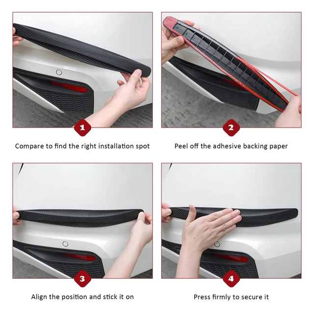 Alt view image 6 of 6 - 4 PCS Car Bumper Guard Strip, Anti-Collision Carbon Fiber Auto Front & Rear Bumper Protector, Anti-Scratch Side Door Edge Guard Protective Strip for Most Vehicle Bumpers (Transparent)