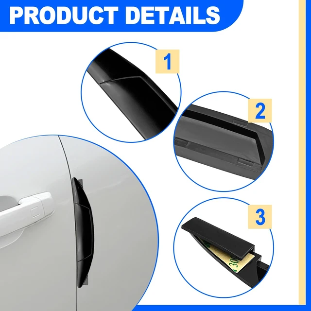 Alt view image 3 of 7 - Set of 4 Pieces Universal Car Door Edge Guards Heavy Duty Anti-Collision Strips with Self-Adhesive Door Protector for Cars SUVs Trucks Black