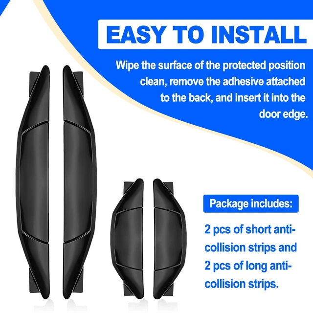 Alt view image 5 of 7 - Set of 4 Pieces Universal Car Door Edge Guards Heavy Duty Anti-Collision Strips with Self-Adhesive Door Protector for Cars SUVs Trucks Black