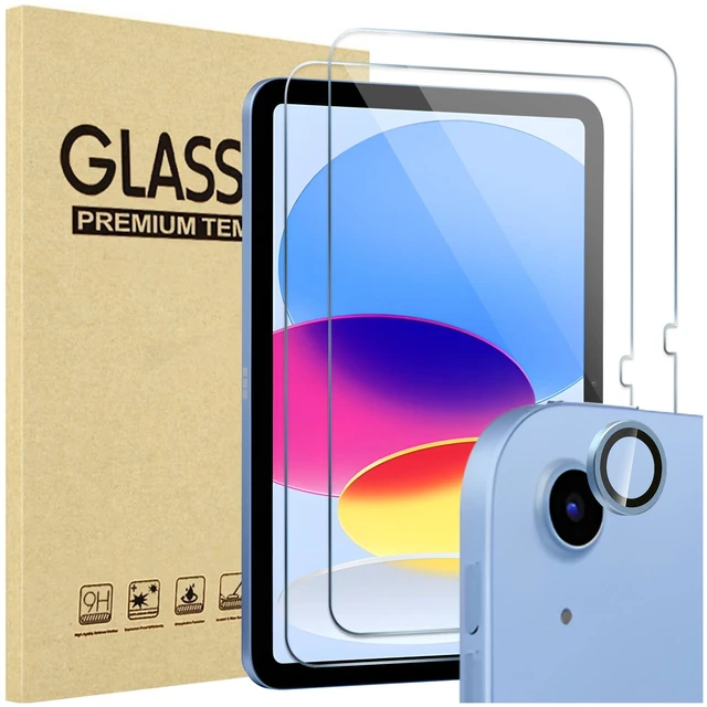 Main image of 2 Pcs Screen Protector for iPad A16 10th with Camera Lens Protector | Tempered Glass for 11" iPad 2025 11th & 10.9 10th Generation -Blue