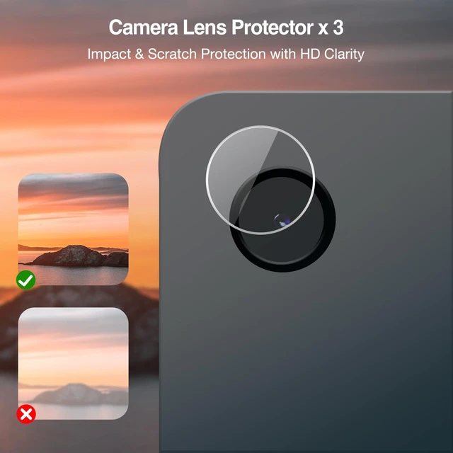 Alt view image 3 of 7 - 2 Pack Screen + 3 Camera Lens Protector for Galaxy Tab A11+/ A9+ | for Galaxy Tab A11 Plus / Tab A9 Plus 9H Hardness HD Clear Tempered Glass Film Guard With 3 Camera Lens Protector