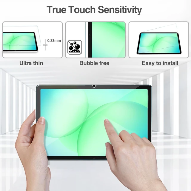 Alt view image 6 of 7 - 2 Pack Screen + 3 Camera Lens Protector for Galaxy Tab A11+/ A9+ | for Galaxy Tab A11 Plus / Tab A9 Plus 9H Hardness HD Clear Tempered Glass Film Guard With 3 Camera Lens Protector