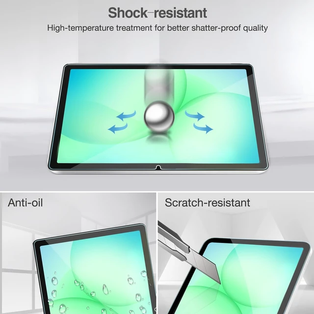 Alt view image 7 of 7 - 2 Pack Screen + 3 Camera Lens Protector for Galaxy Tab A11+/ A9+ | for Galaxy Tab A11 Plus / Tab A9 Plus 9H Hardness HD Clear Tempered Glass Film Guard With 3 Camera Lens Protector