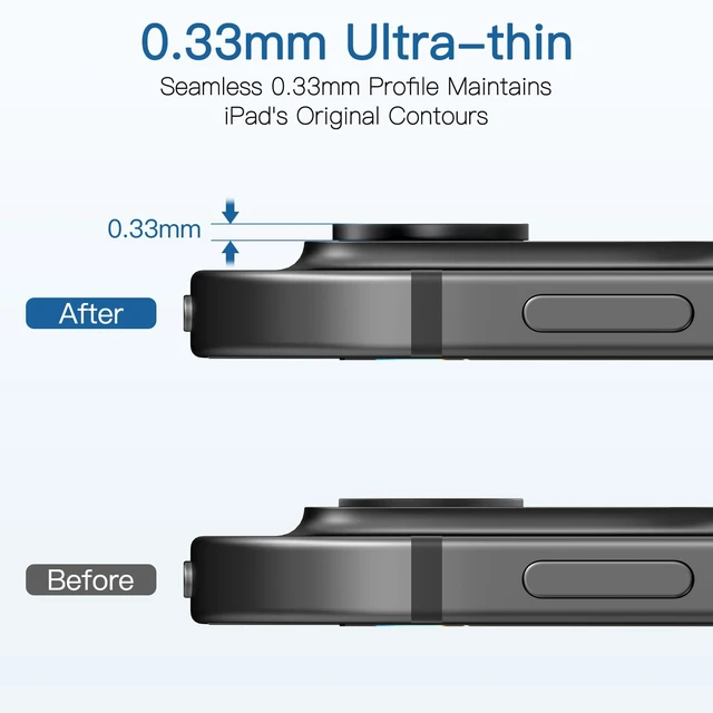 Alt view image 6 of 7 - 2 Pack Camera Lens Protector for iPad Pro 11"/13" 2024, 9H Tempered Glass, Anti-Scratch,No-Bubble, HD Clear, Full Coverage, Case Friendly, Easy Installation.