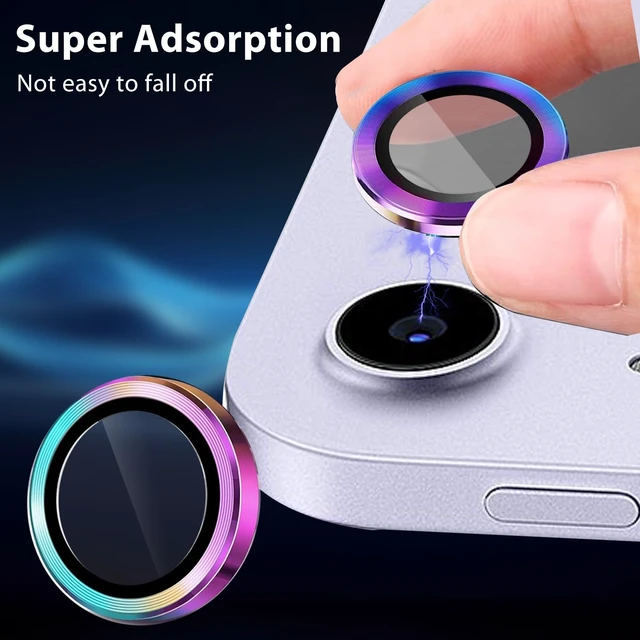 Alt view image 2 of 7 - (2 Set for iPad Air 13 M3/ iPad Air 11/ iPad 11 A16 (2025) Camera Lens Protector, 9H Tempered Glass Camera Cover Protector Metal Ring Decoration Accessories (Color-Puple-Blue)