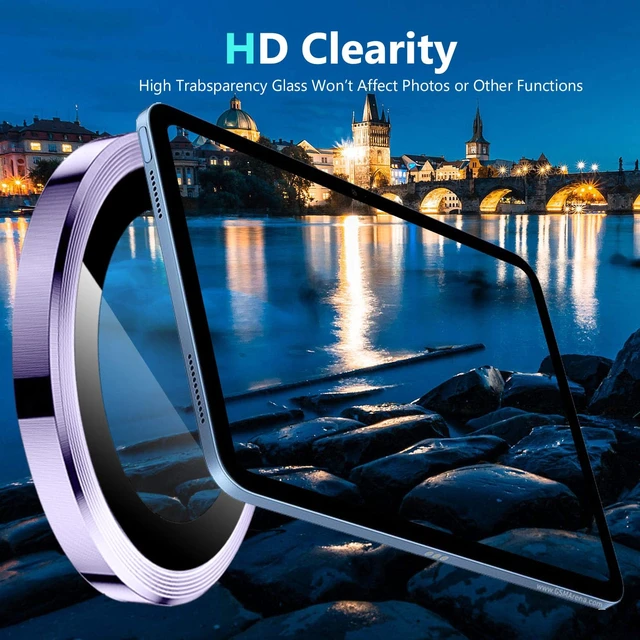 Alt view image 6 of 7 - (2 Set for iPad Air 13 M3/ iPad Air 11/ iPad 11 A16 (2025) Camera Lens Protector, 9H Tempered Glass Camera Cover Protector Metal Ring Decoration Accessories (Color-Puple-Blue)