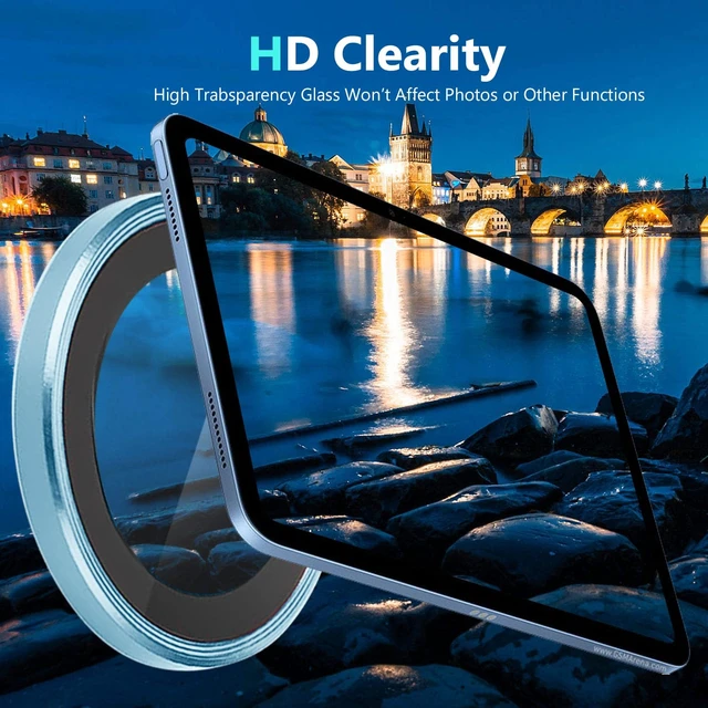 Alt view image 7 of 7 - (2 Set for iPad Air 13 M3/ iPad Air 11/ iPad 11 A16 (2025) Camera Lens Protector, 9H Tempered Glass Camera Cover Protector Metal Ring Decoration Accessories (Color-Puple-Blue)