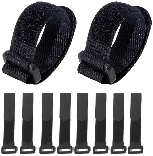 Main image of 10Pack 1x8 Reusable Nylon Cable Straps with Buckle for Cords Organizer | Self-adhesive, Fastening Hook and Loop Cables,black Securing Straps,Cinch Straps,Adjustable, Heavy Duty Cords Storage tidy