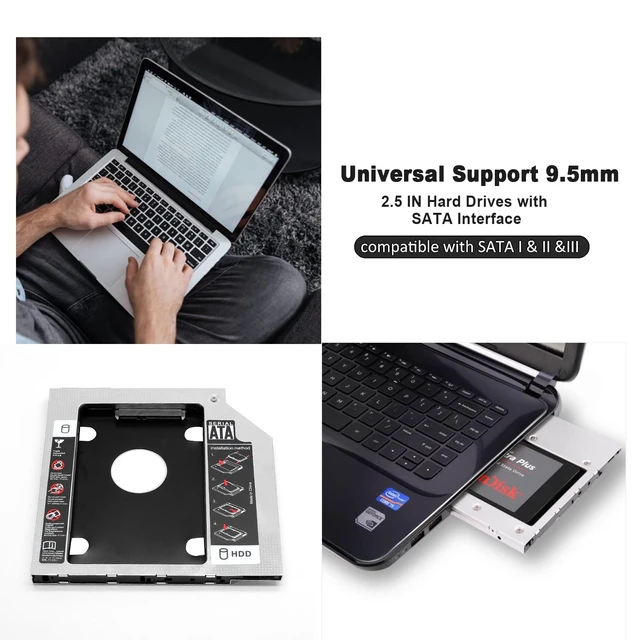Alt view image 7 of 7 - 9.5mm SATA Hard Drive Caddy, 2nd HDD Adapter Case | 1pc, Universal Compatible with 2.5" SATA Hard Drive