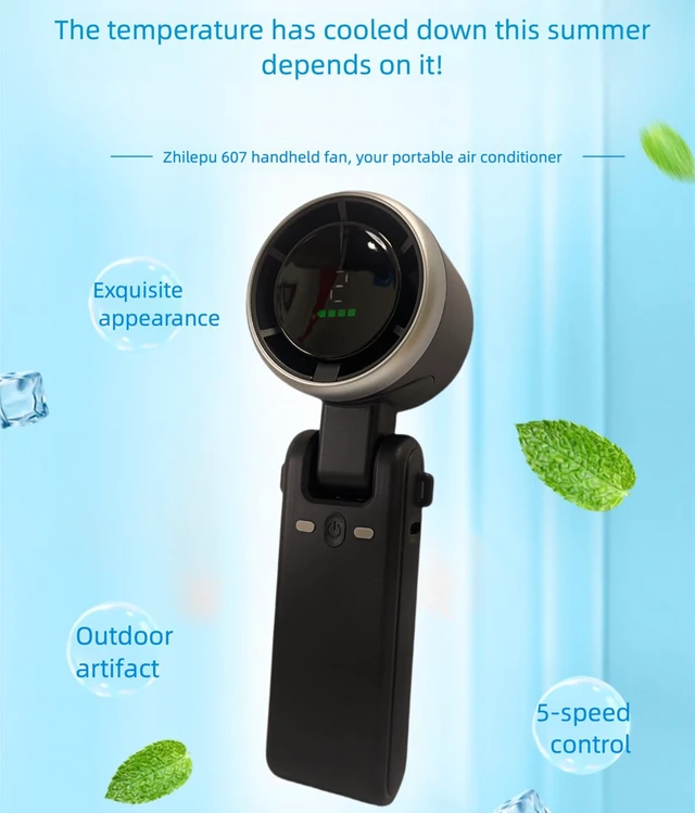 Alt view image 3 of 4 - Portable Handheld Turbo Fan with Digital Display, Up to 12 Working Hours USB Rechargeable 3-in-1 Mini Hand Held Personal Fan for Travel, Makeup, Outdoor, Indoor (Black)