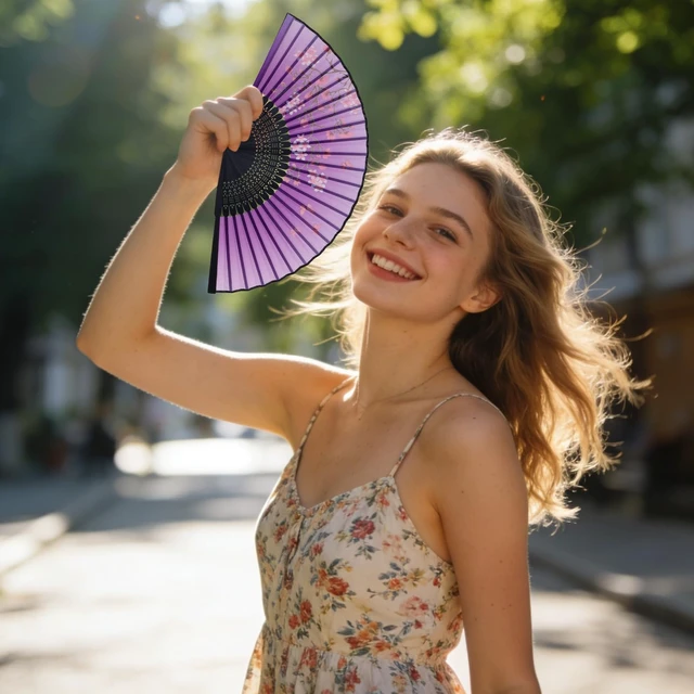 Alt view image 7 of 7 - 2 Pcs Handheld Folding Fans with Tassel Chinese Folding Fan for Women Silk Bamboo Hand Held Fan with Fabric Sleeve for Dancing Wedding Decoration