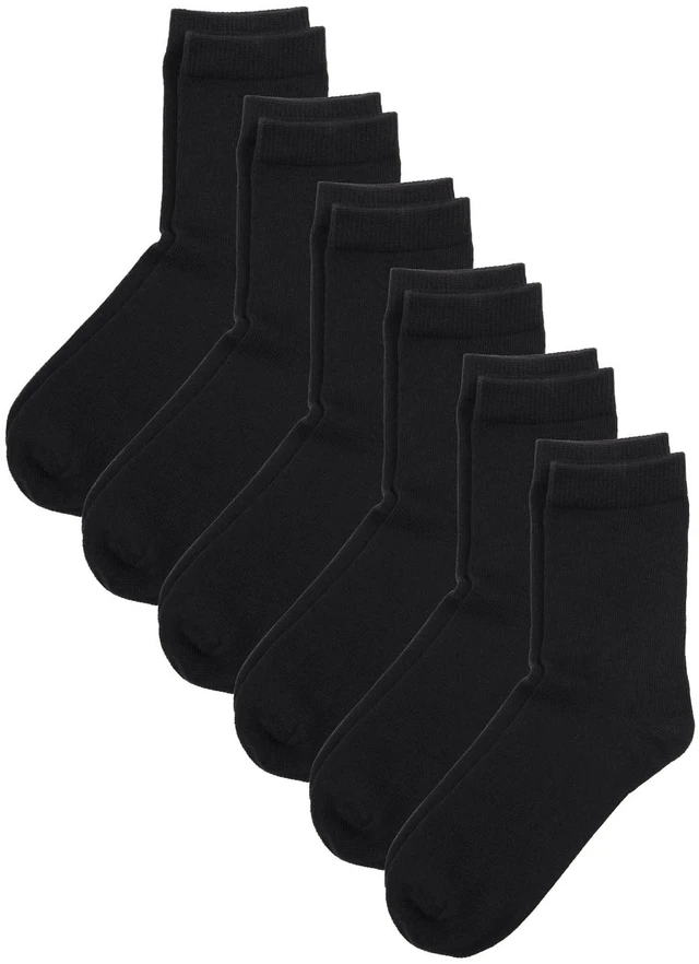 Main image of Unisex Kids Boys Girls Soft Cotton School Socks 8-10Y Black L | Nature, Soft, Breathable, Combed Cotton Oeko-Tex Standard 100 Certified, Seamless Toe, Solid Plain Socks