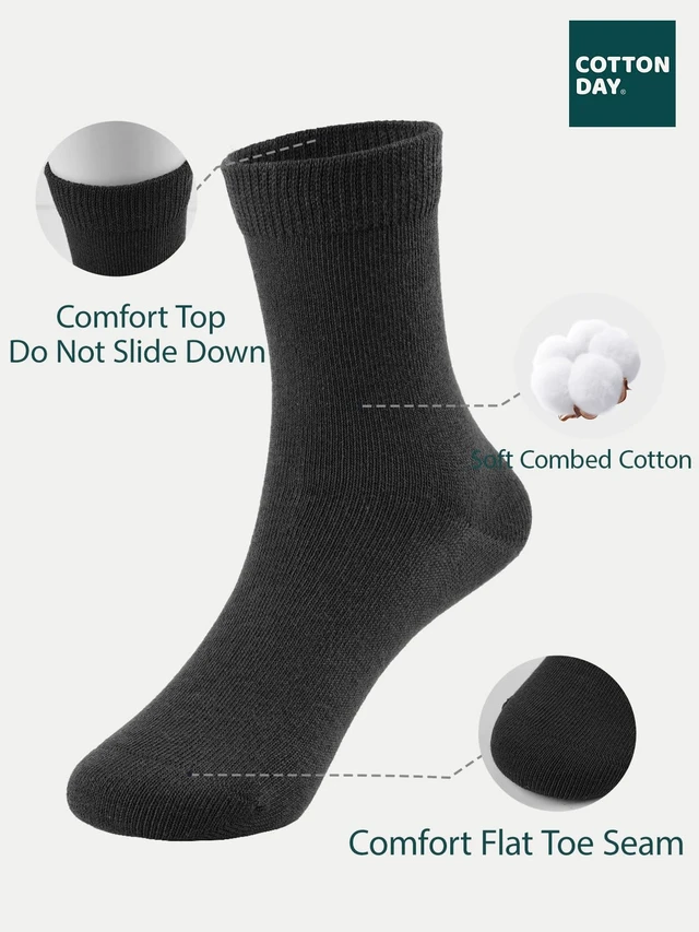 Alt view image 4 of 6 - Unisex Kids Boys Girls Soft Cotton School Socks 8-10Y Black L | Nature, Soft, Breathable, Combed Cotton Oeko-Tex Standard 100 Certified, Seamless Toe, Solid Plain Socks