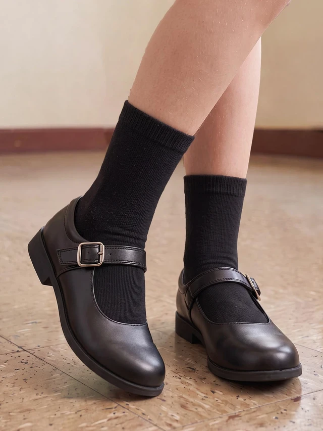 Alt view image 2 of 6 - Unisex Kids Boys Girls Soft Cotton School Socks 8-10Y Black L | Nature, Soft, Breathable, Combed Cotton Oeko-Tex Standard 100 Certified, Seamless Toe, Solid Plain Socks