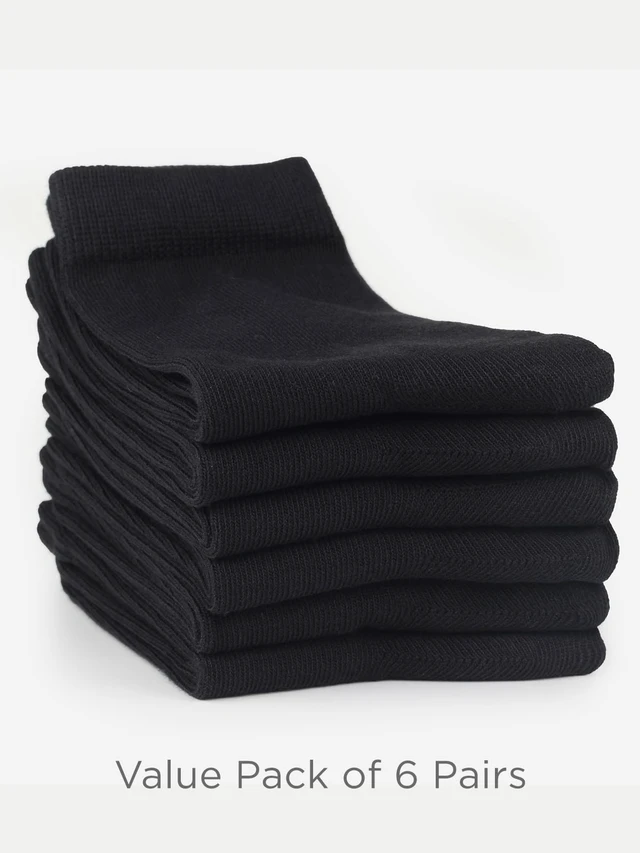 Alt view image 6 of 6 - Unisex Kids Boys Girls Soft Cotton School Socks 8-10Y Black L | Nature, Soft, Breathable, Combed Cotton Oeko-Tex Standard 100 Certified, Seamless Toe, Solid Plain Socks