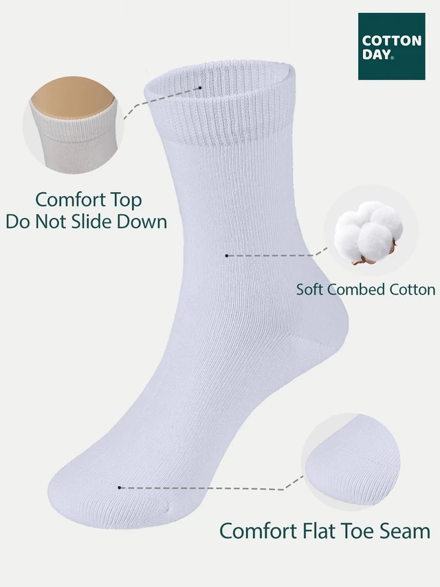 Alt view image 4 of 7 - Unisex Kids Boys Girls Soft Cotton School Socks 8-10Y White L | Nature, Soft, Breathable, Combed Cotton Oeko-Tex Standard 100 Certified, Seamless Toe, Solid Plain Socks