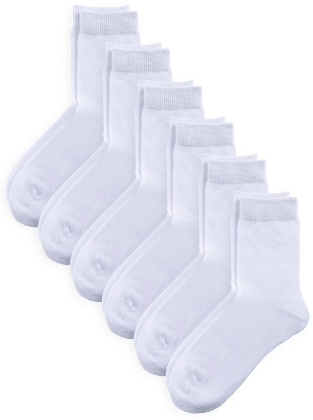 Main image of Unisex Kids Boys Girls Soft Cotton School Socks 8-10Y White L | Nature, Soft, Breathable, Combed Cotton Oeko-Tex Standard 100 Certified, Seamless Toe, Solid Plain Socks