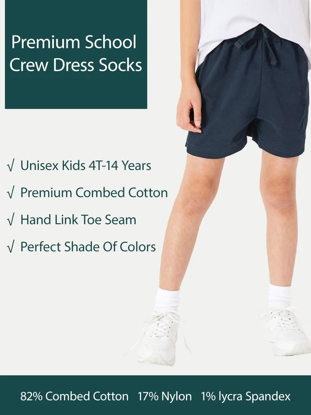 Alt view image 5 of 7 - Unisex Kids Boys Girls Soft Cotton School Socks 8-10Y White L | Nature, Soft, Breathable, Combed Cotton Oeko-Tex Standard 100 Certified, Seamless Toe, Solid Plain Socks