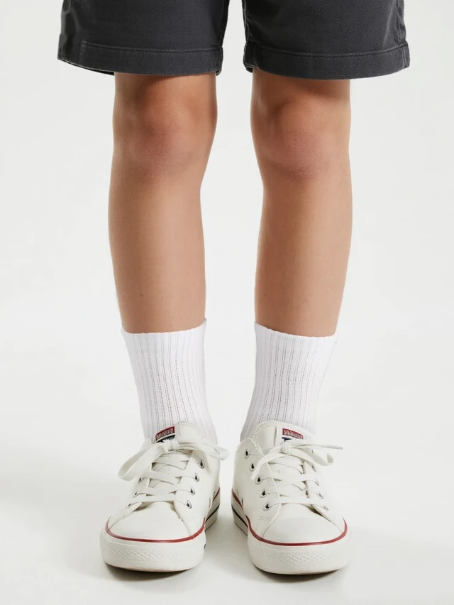 Alt view image 2 of 7 - Unisex School Kids Soft Cotton Athletic Socks 6-8Y White Size M | Nature, Soft, Breathable, Combed Cotton Oeko-Tex Standard 100 Certified, Seamless Toe, High Ribbed Top Style