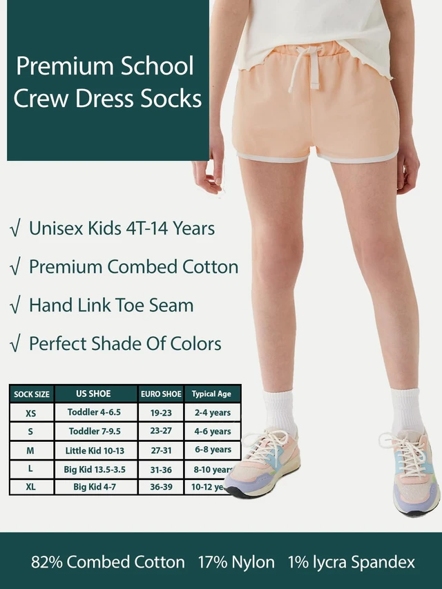 Alt view image 7 of 7 - Unisex School Kids Soft Cotton Athletic Socks 6-8Y White Size M | Nature, Soft, Breathable, Combed Cotton Oeko-Tex Standard 100 Certified, Seamless Toe, High Ribbed Top Style