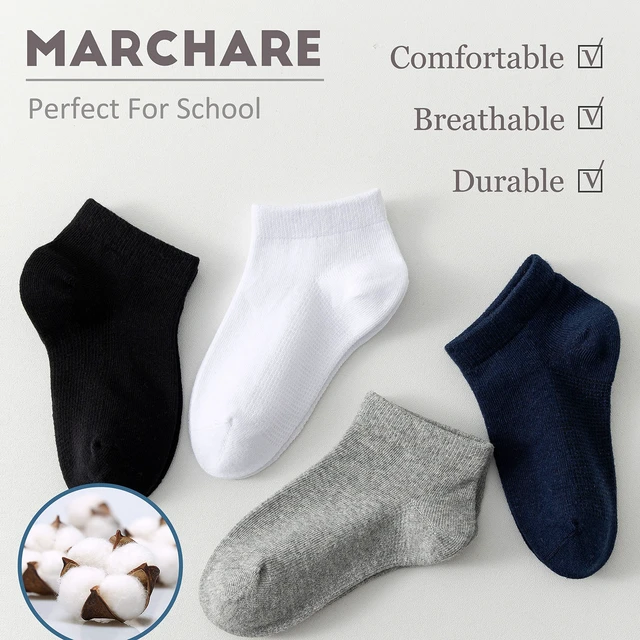 Alt view image 4 of 7 - Boys Seamless Socks Low Cut Cotton Socks Kids Athletic School Uniform Sock | Combed Cotton,Mesh Design,Seamless Toe,Reinforced Heel,Stay-Up Fit,Fade & Pill Resistant,Durable,Low Cut Ankle Socks