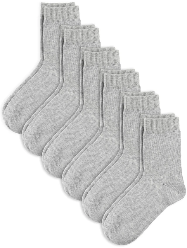 Main image of Unisex Kids Boys Girls Soft Cotton School Socks 8-10Y Lt Gray L | Nature, Soft, Breathable, Combed Cotton Oeko-Tex Standard 100 Certified, Seamless Toe, Solid Plain Socks