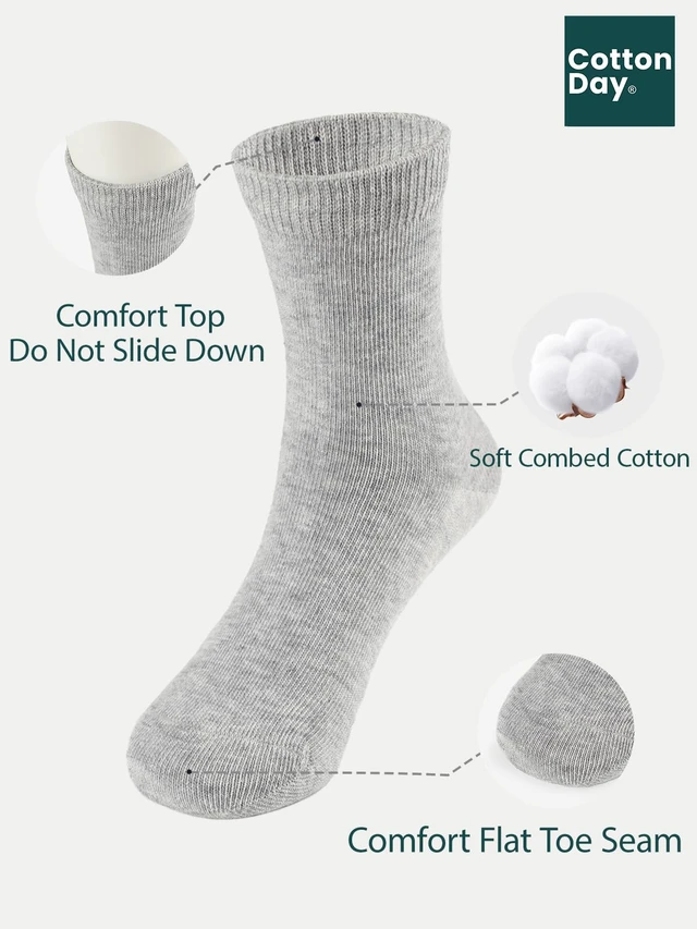 Alt view image 3 of 6 - Unisex Kids Boys Girls Soft Cotton School Socks 8-10Y Lt Gray L | Nature, Soft, Breathable, Combed Cotton Oeko-Tex Standard 100 Certified, Seamless Toe, Solid Plain Socks