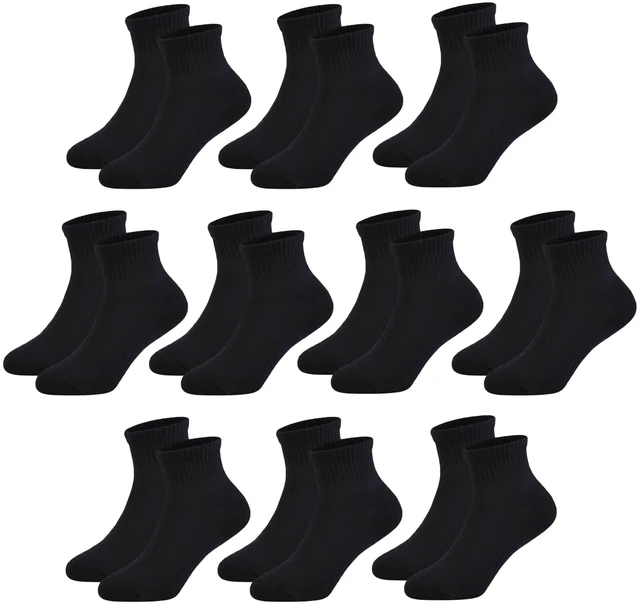 Main image of Kids Quarter Ankle Socks for Boys Girls 10 Pack Seamless Athletic Socks | Youth Soft Rich Cotton Sport Short Socks, Arch Support for School Uniform Sneakers Black White Navy 4-6 6-8 8-10 10-14 Years