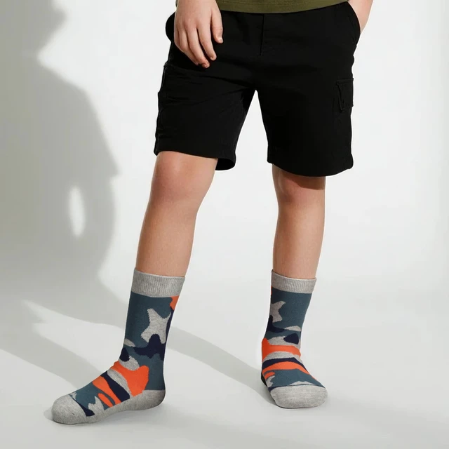 Alt view image 3 of 5 - Kids Boys Crew Dress Socks Colorful Design 8-10 Years Camo L | Nature, Soft, Breathable, Combed Cotton Oeko-Tex Standard 100 Certified, Seamless Toe, 5 pack