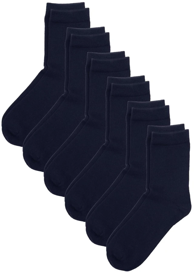 Main image of Unisex Kids Boys Girls Soft Cotton School Socks 4-6Y Navy S | Nature, Soft, Breathable, Combed Cotton Oeko-Tex Standard 100 Certified, Seamless Toe, Solid Plain Socks