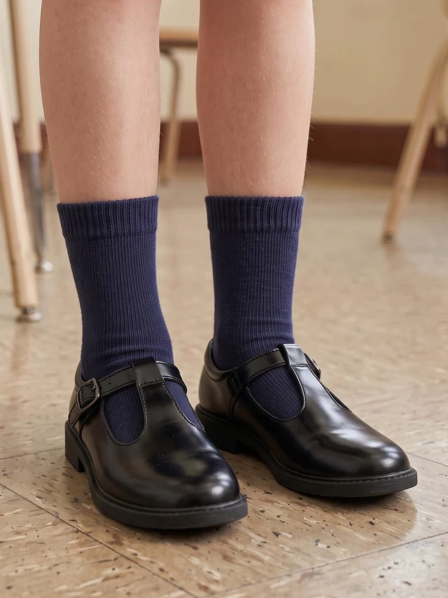 Alt view image 2 of 6 - Unisex Kids Boys Girls Soft Cotton School Socks 4-6Y Navy S | Nature, Soft, Breathable, Combed Cotton Oeko-Tex Standard 100 Certified, Seamless Toe, Solid Plain Socks
