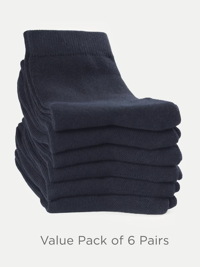 Alt view image 6 of 6 - Unisex Kids Boys Girls Soft Cotton School Socks 4-6Y Navy S | Nature, Soft, Breathable, Combed Cotton Oeko-Tex Standard 100 Certified, Seamless Toe, Solid Plain Socks