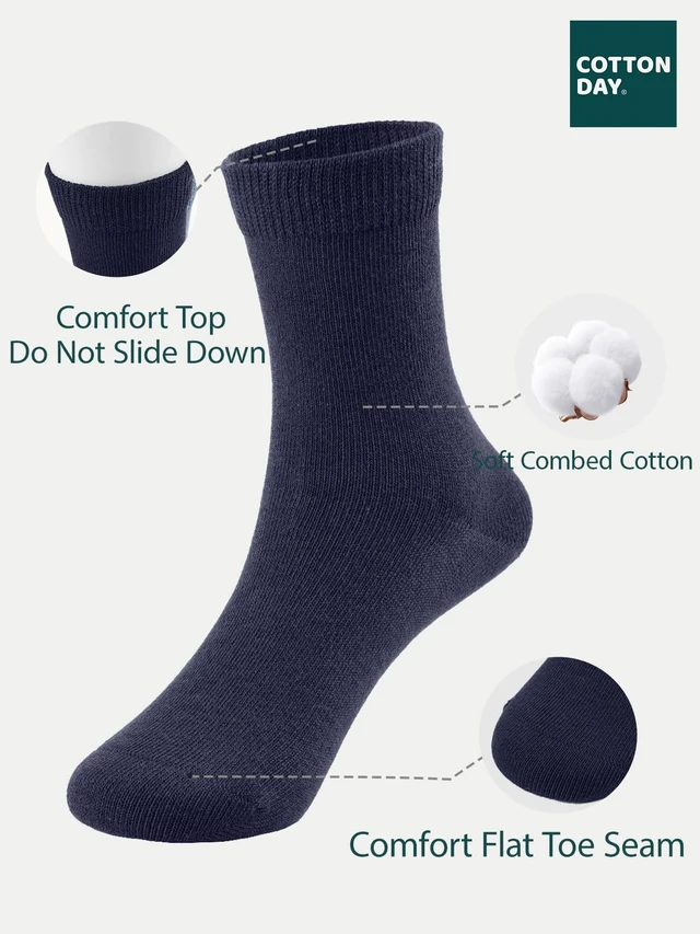 Alt view image 4 of 6 - Unisex Kids Boys Girls Soft Cotton School Socks 4-6Y Navy S | Nature, Soft, Breathable, Combed Cotton Oeko-Tex Standard 100 Certified, Seamless Toe, Solid Plain Socks