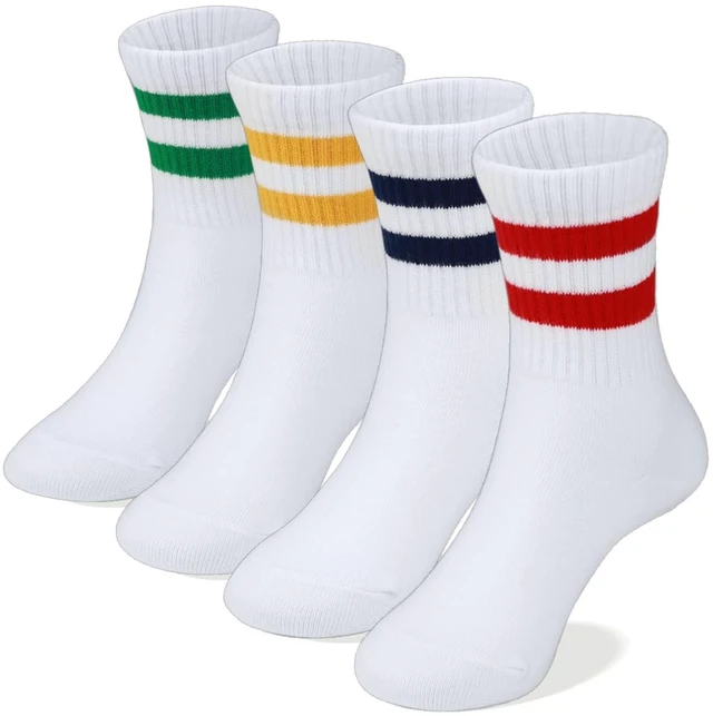 Main image of Unisex School Kids Soft Cotton Athletic Socks 6-8Y Stripe Size M | Nature, Soft, Breathable, Combed Cotton Oeko-Tex Standard 100 Certified, Seamless Toe, High Ribbed Top Style