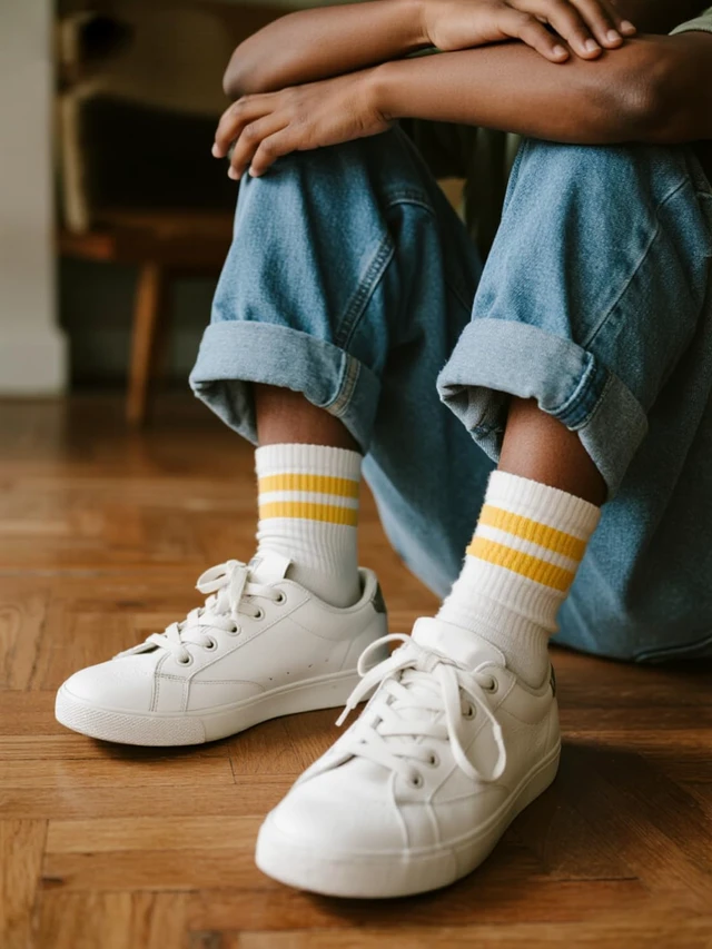Alt view image 2 of 6 - Unisex School Kids Soft Cotton Athletic Socks 6-8Y Stripe Size M | Nature, Soft, Breathable, Combed Cotton Oeko-Tex Standard 100 Certified, Seamless Toe, High Ribbed Top Style