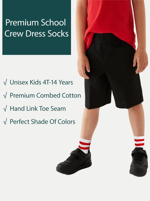 Alt view image 5 of 6 - Unisex School Kids Soft Cotton Athletic Socks 6-8Y Stripe Size M | Nature, Soft, Breathable, Combed Cotton Oeko-Tex Standard 100 Certified, Seamless Toe, High Ribbed Top Style