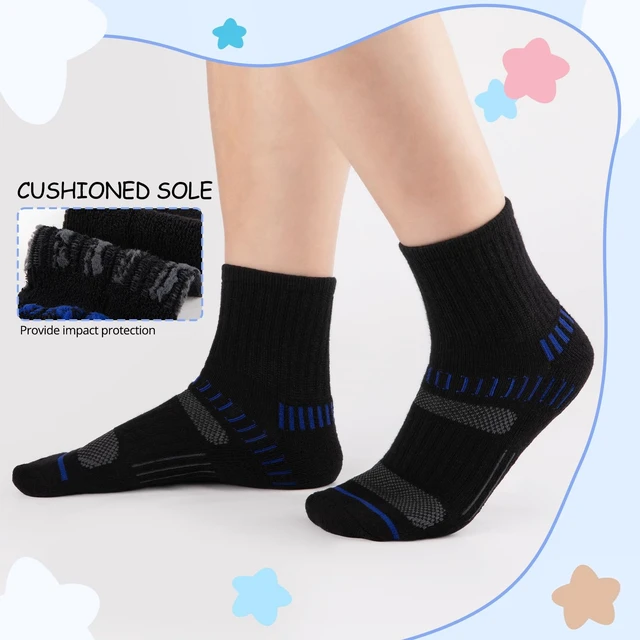 Alt view image 2 of 7 - Boys Socks Quarter Athletic Ankle Cotton Sports Socks For Kids 8-10 4-6 6-8 Years Old With Cushioned Sole 6 Pairs