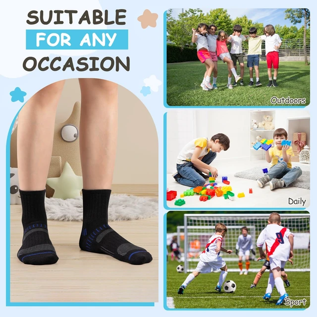 Alt view image 6 of 7 - Boys Socks Quarter Athletic Ankle Cotton Sports Socks For Kids 8-10 4-6 6-8 Years Old With Cushioned Sole 6 Pairs