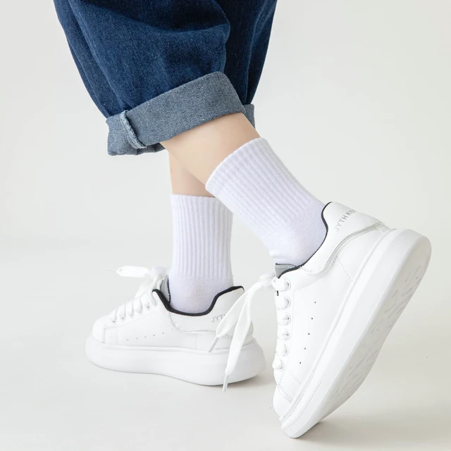 Alt view image 2 of 6 - Kids Athletic Socks, 6 Pairs Boys Girls White Cotton Crew Sock | Running School Uniform Socks for 6-8 8-10 10-12 Years Old Boys Girls, Soft and Breathable, Elastic Stretch, Smooth Toe