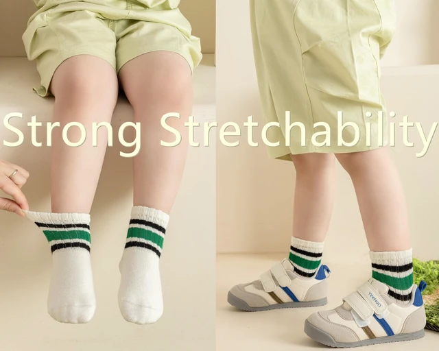Alt view image 2 of 6 - Toddler Grip Socks with Non-Slip Unisex Baby Stripe Crew Cotton Socks | Retro Seamless Ankle Socks for Girls Boys 6 Pairs,Colorful-1 3-5T