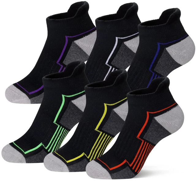 Main image of Kids Socks Boys Ankle Athletic Half Cushioned Low Cut Sport Cotton Breathable Socks 6 Pairs (6 Pairs Black, 9-14 Years)