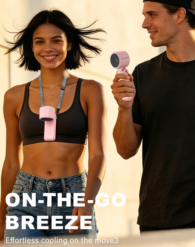 Alt view image 3 of 7 - Portable Handheld Turbo Fan - 5 Speed Mini Personal Fan with Strong Airflow, Foldable 3 in 1 Rechargeable Battery Operated Trave Essentials Hand Fans for Indoor/Outdoor Use, Pink