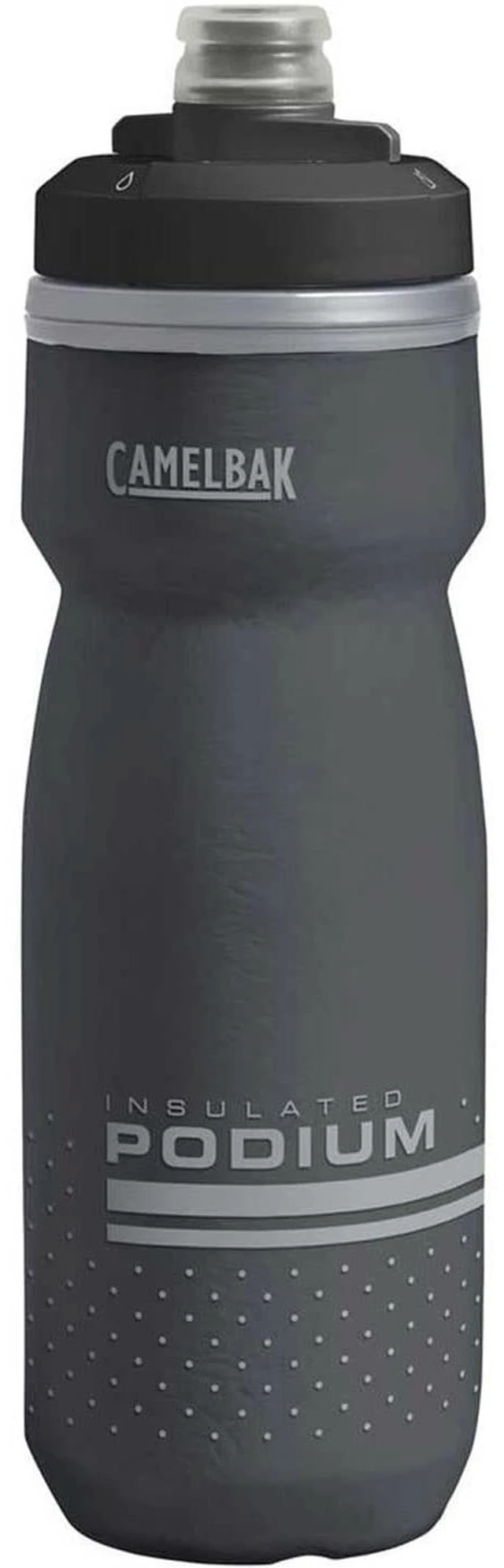 Main image of Podium Chill Water Bottle 21oz, Black | Easy Squeeze Design, Double Wall Insulation, High Flow Self Sealing Cap, Secure Bike Cage Fit, Durable Cycling Bottle