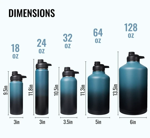 Alt view image 5 of 7 - Insulated Water Bottle with Handle, 304 Stainless Steel Water Bottles with Wide Mouth, Double Wall Vacuum Sports Water Bottle, BPA Free, Keep Cold and Hot, 24 Ounces, Blue&Black