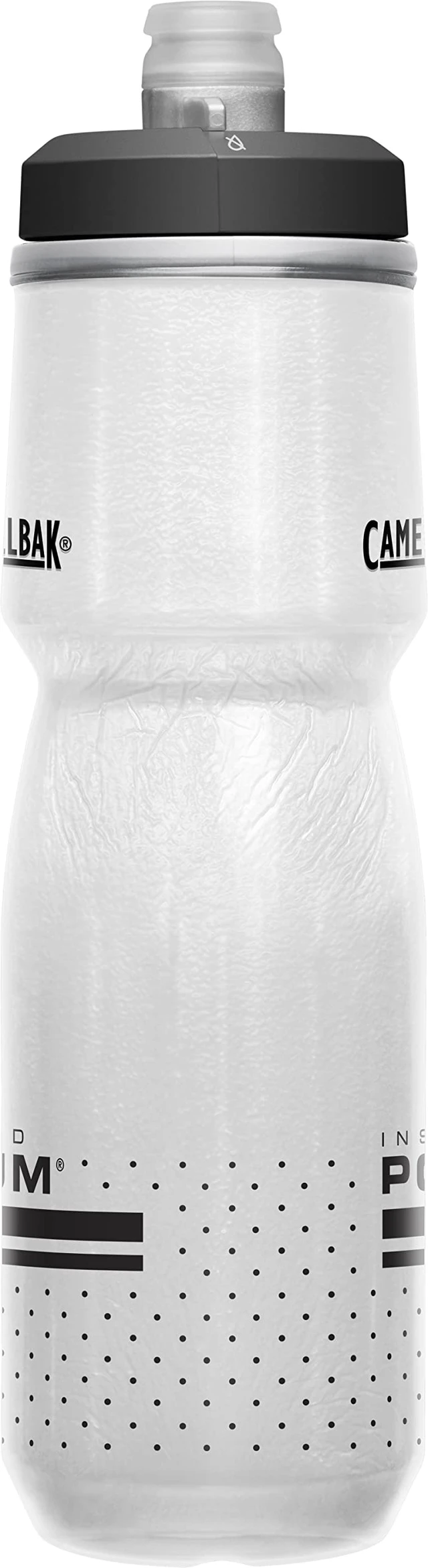 Alt view image 2 of 7 - Podium Chill Outdoor Water Bottle 24oz, White/Black | Easy Squeeze Design, Double Wall Insulation, High Flow Self Sealing Cap, Secure Bike Cage Fit, Durable Cycling Bottle